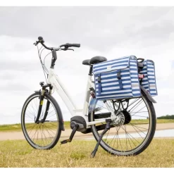 Sacoche De Vélo Double Fiori Blue Stripe New Looxs -Sacoche vélo grand magasin sacoche de velo double fiori blue stripe new looxs 1